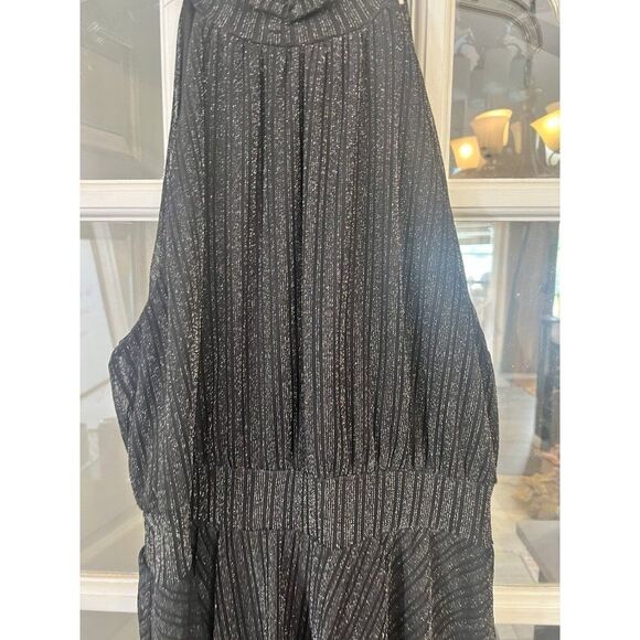 Black Shimmery Witchy Ember Tiered Handkerchief Hem Dress‎ Sz M Y2K, Cocktail - Picture 2 of 7